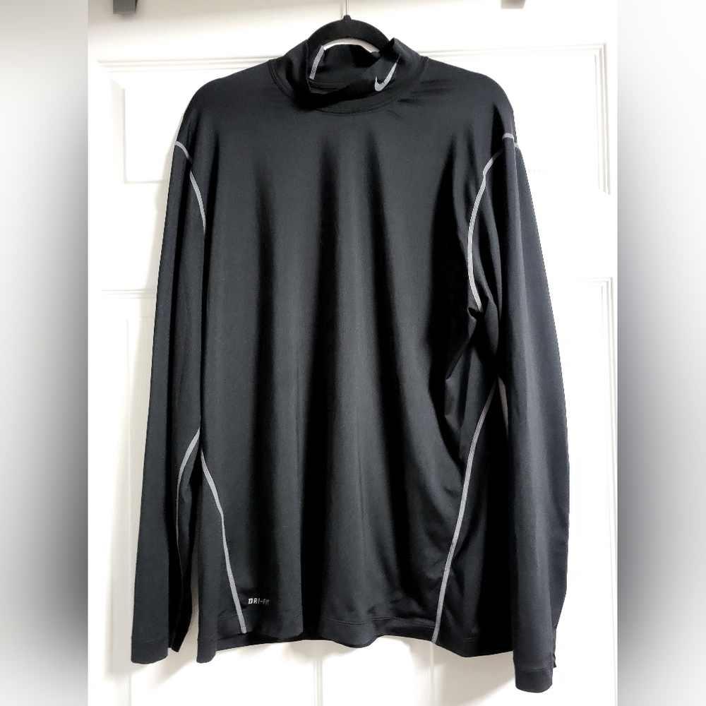 Nike Black and Gray Long Sleeve Dri-Fit Top Size XL